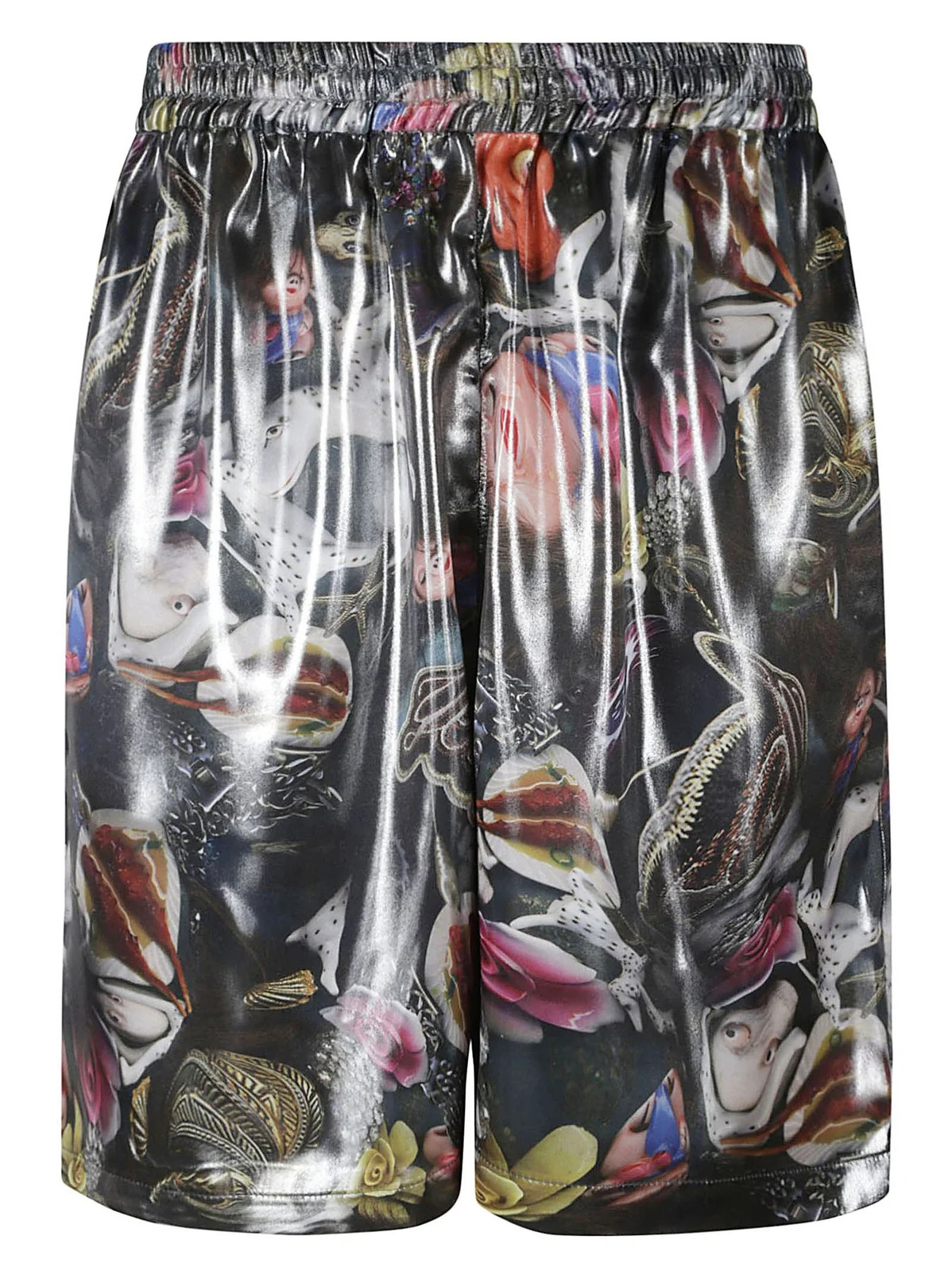 Acne Studios High-Waist Graphic-Printed Foiled Shorts | Cettire Global
