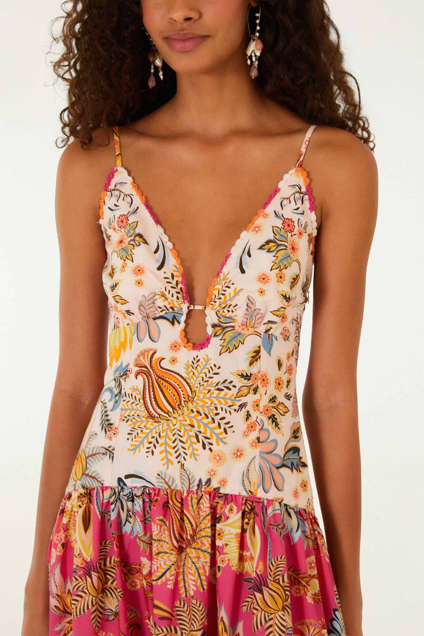 Multicolor Ligia Floral Mix Organic Cotton Maxi Dress | FARM Rio | FarmRio (US)