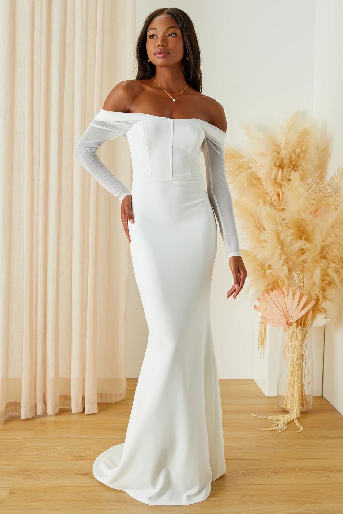 Forever Remarkable White Bustier Off-the-Shoulder Maxi Dress | Lulus (US)