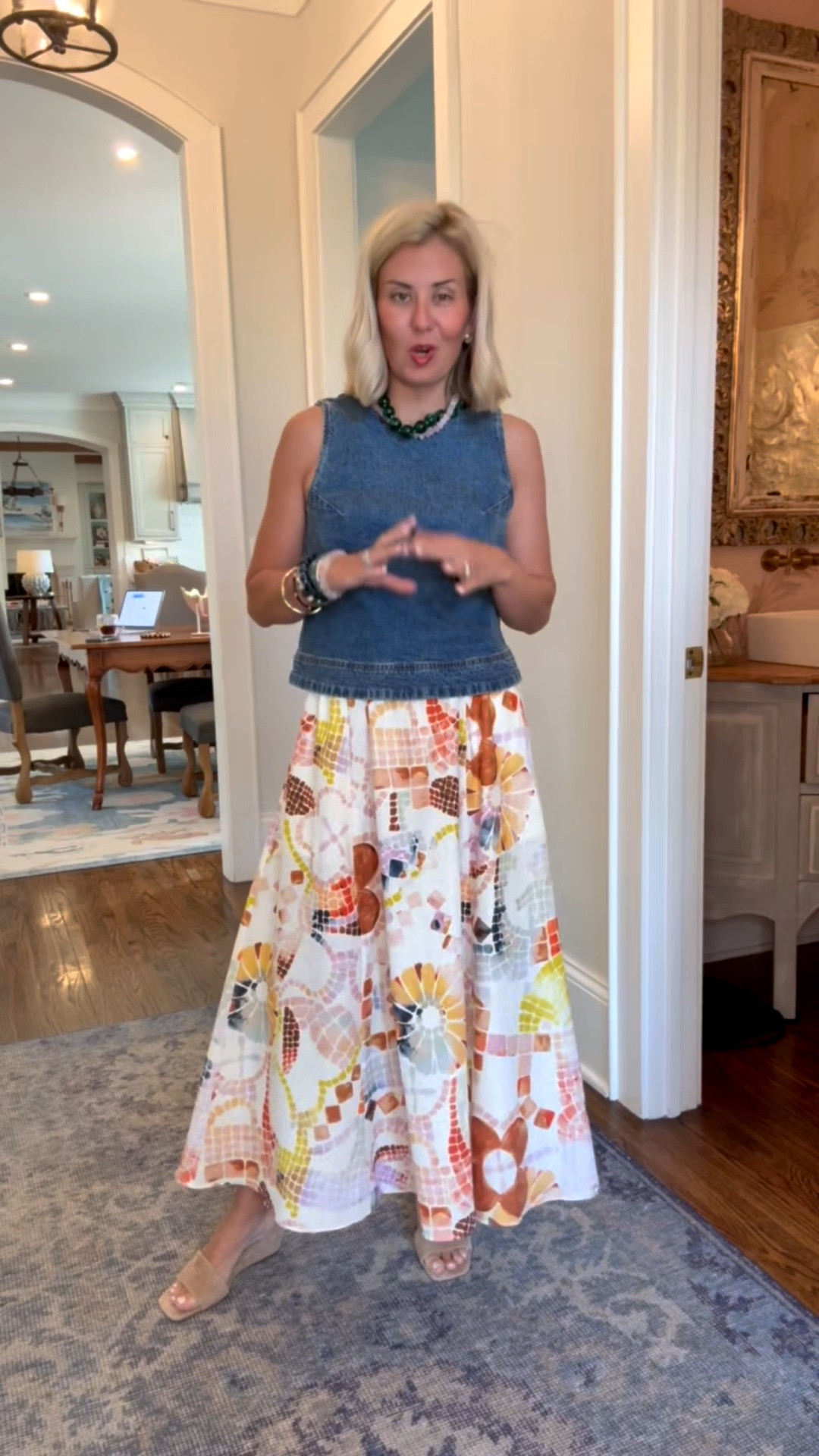 How fabulous is this Marie Oliver skirt and it’s on sale! I’ve been styling this denim top all the ways..it’s a keeper!! 
Top - xs
Skirt - small 
Wedges - 8 tts 
*code Catherine20 at Allie + Bess

#LTKdayinmylife #LTKootd #LTKmomlife