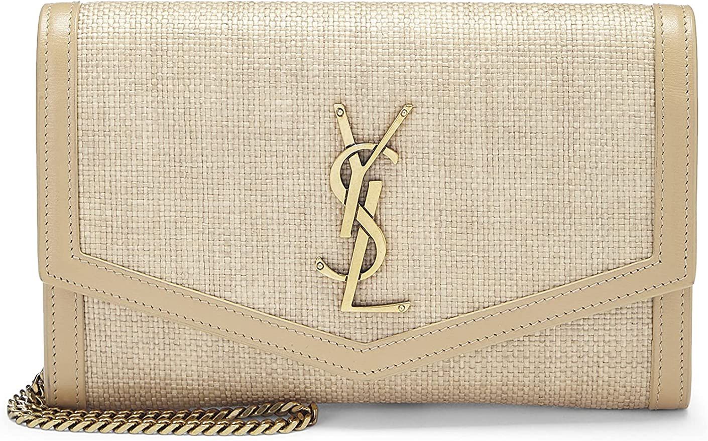 Amazon.com: Yves Saint Laurent, Pre-Loved Beige Raffia Uptown Wallet On Chain Micro, Beige : Luxu... | Amazon (US)