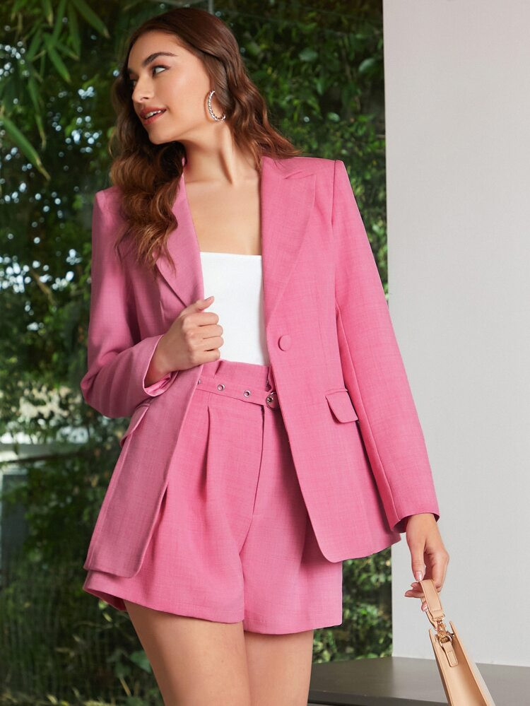 SHEIN BIZwear Solid Single Button Blazer | SHEIN