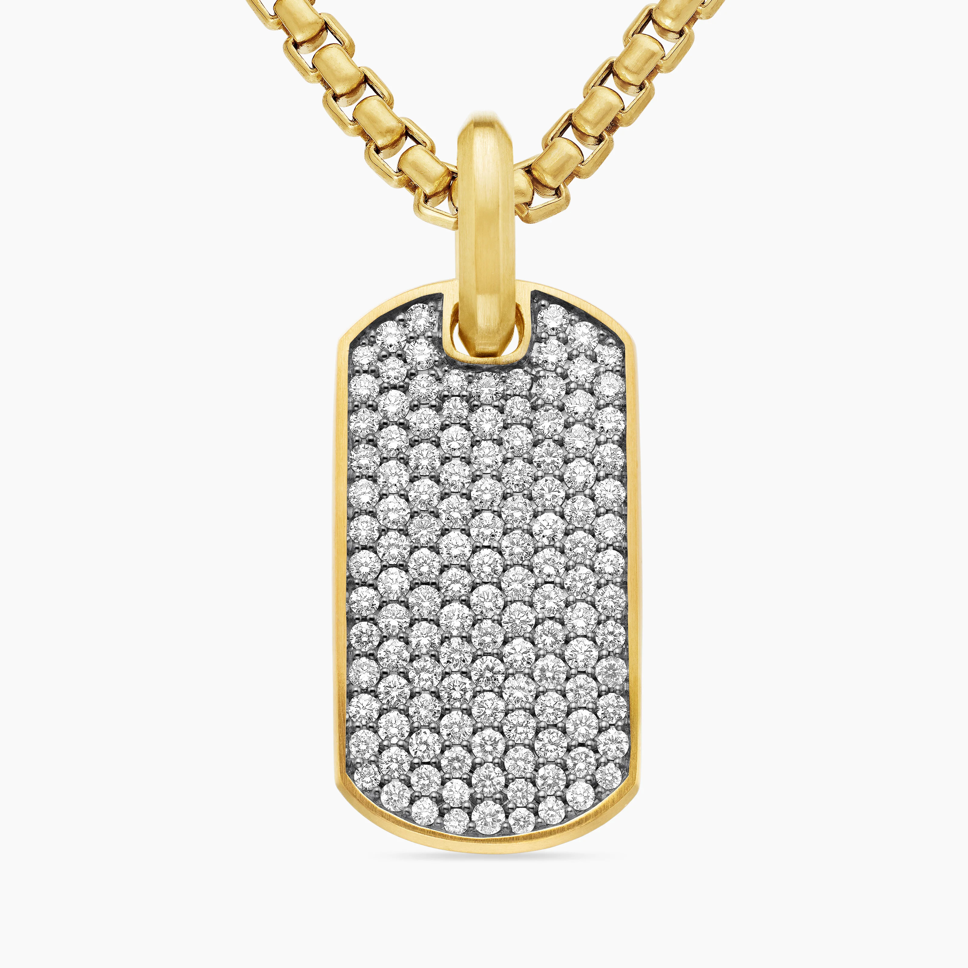 David Yurman | Chevron Tag in 18K Yellow Gold with Orange Sapphires, 27mm | David Yurman