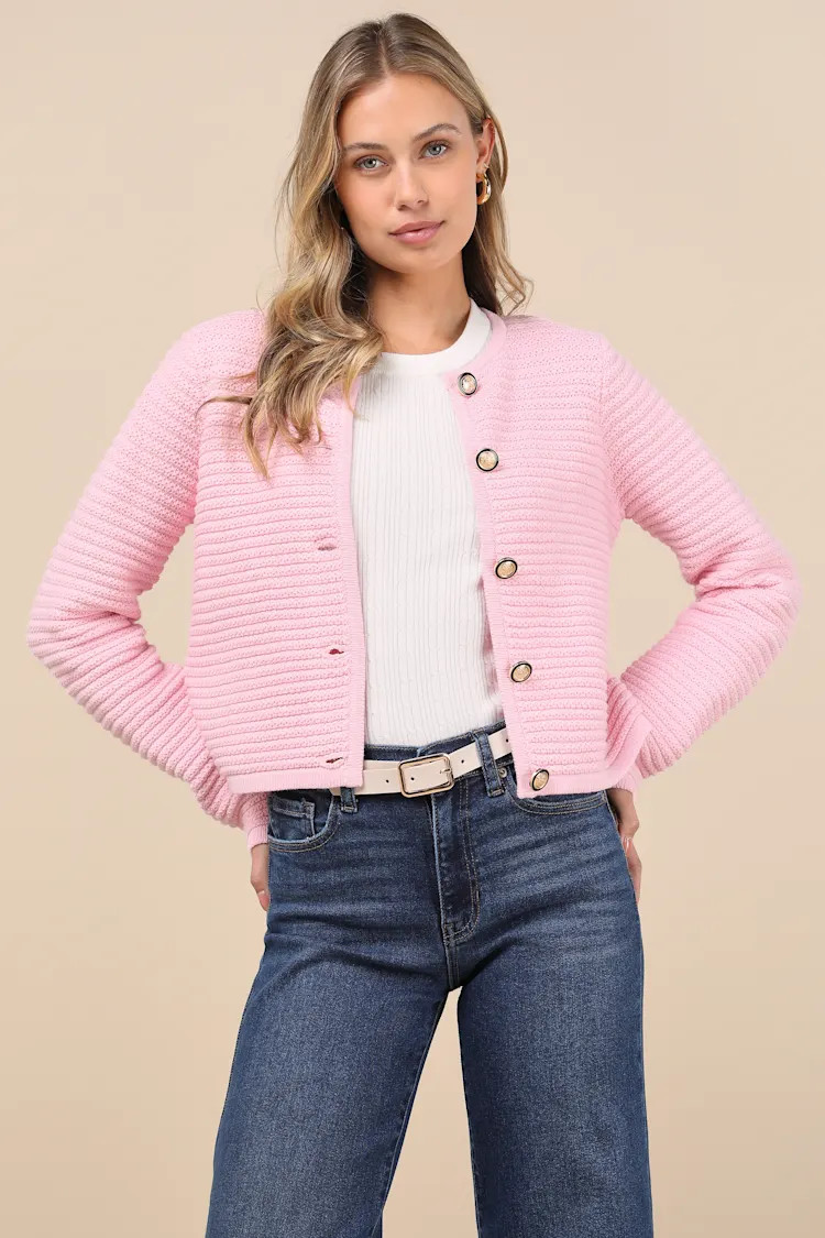 Coziest Chic Pink Textured Cardigan | Lulus
