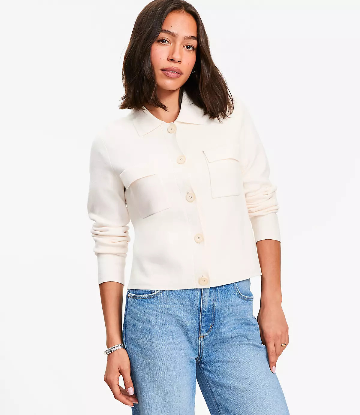 Collared Sweater Jacket | LOFT