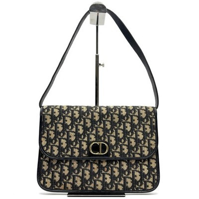Auth Christian Dior Trotter Pattern CD Logo Shoulder Bag Navy 2Y1371 | eBay US