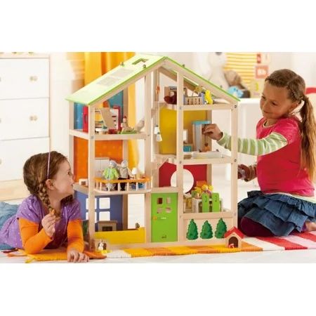 Hape All Seasons Kid's Wooden Doll House Furnished with Accessories | Walmart (US)