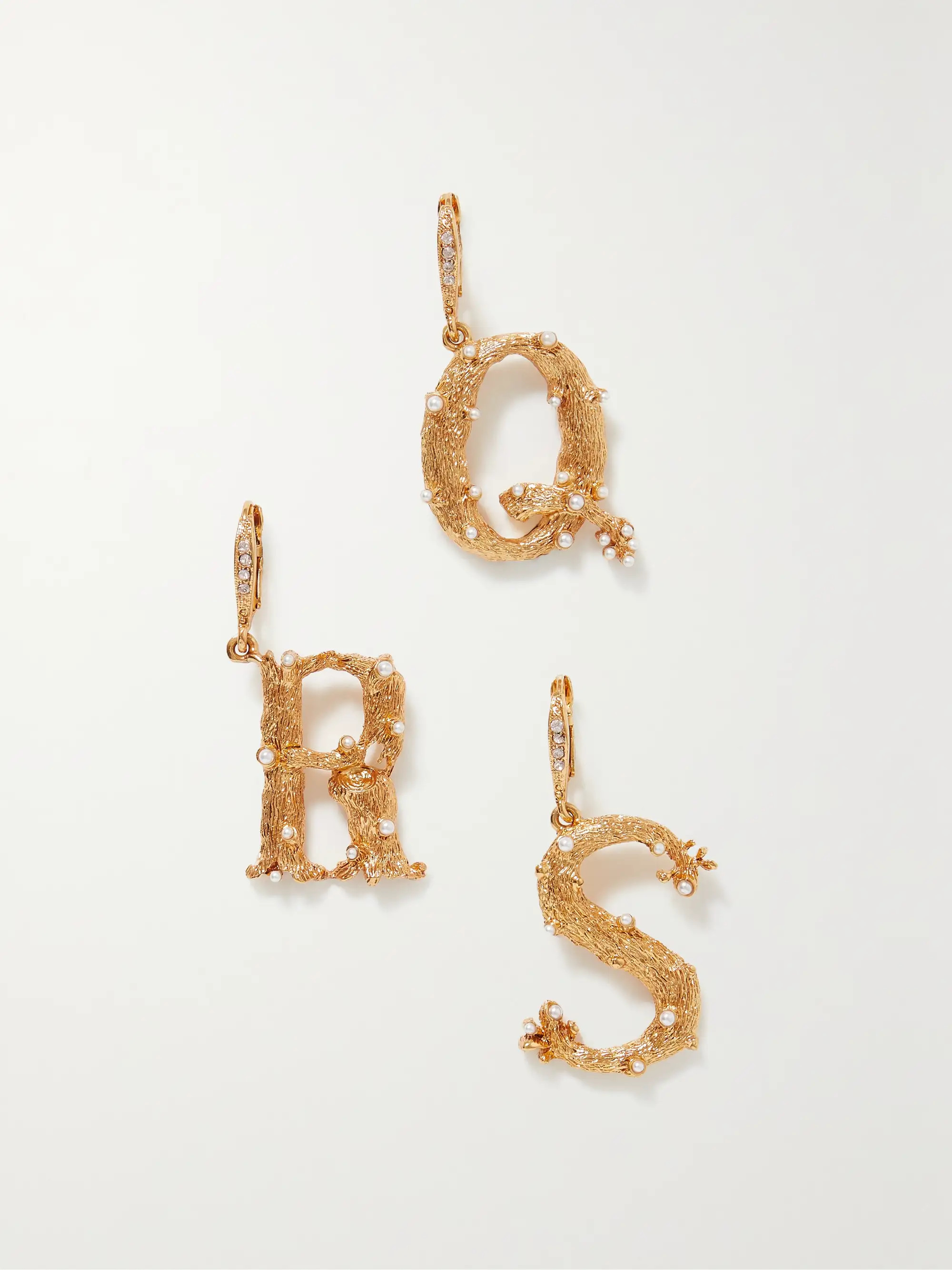 Alphabet gold-tone faux pearl single earring | NET-A-PORTER (US)