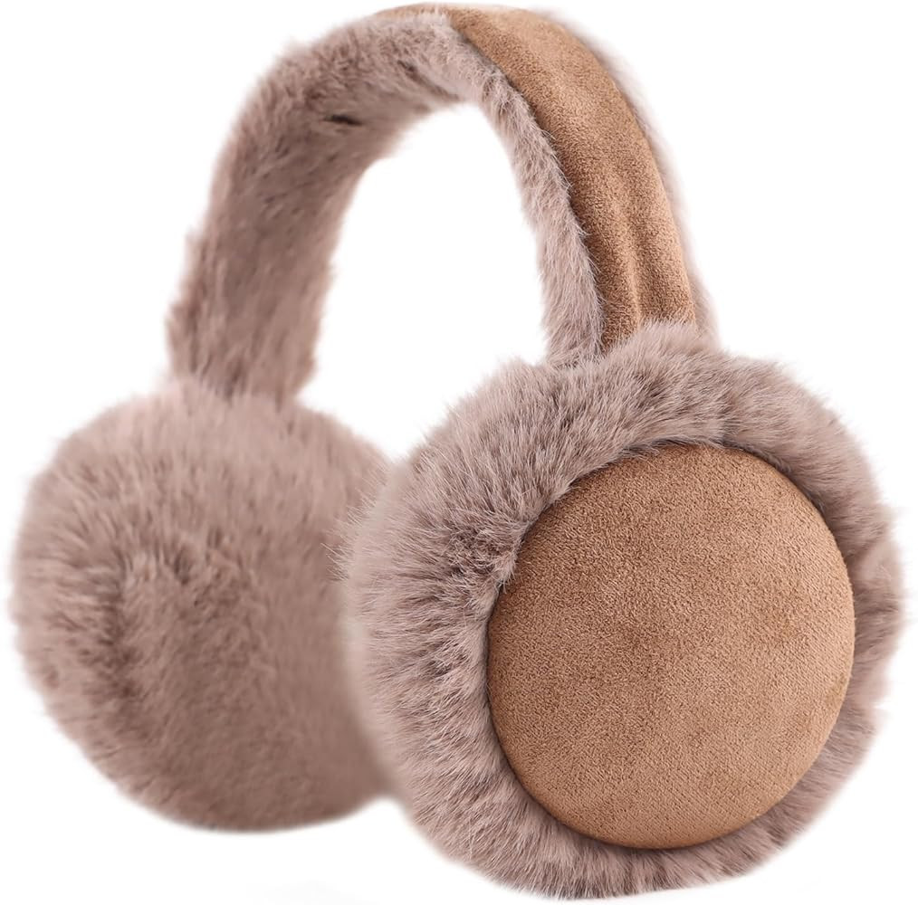Zsedrut Winter Women Earmuff Foldable Ear Warmer Fluffy Ear Cover Warm Outdoor | Amazon (US)