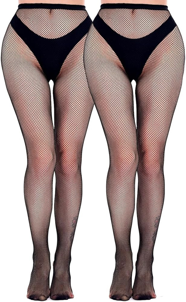 2 Pairs Womens Fishnet Stockings High Waist Tights Fishnets Fishnet Tights for Women | Amazon (US)