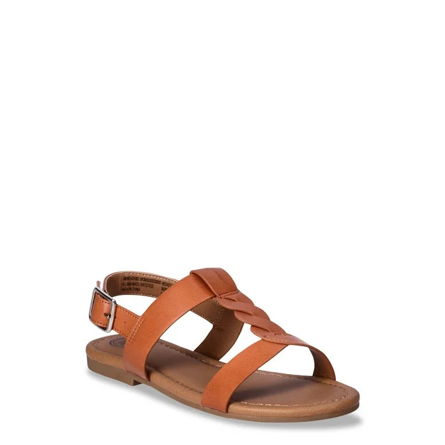 Wonder Nation Little Girls and Big Girls Braid Sandals | Walmart (US)