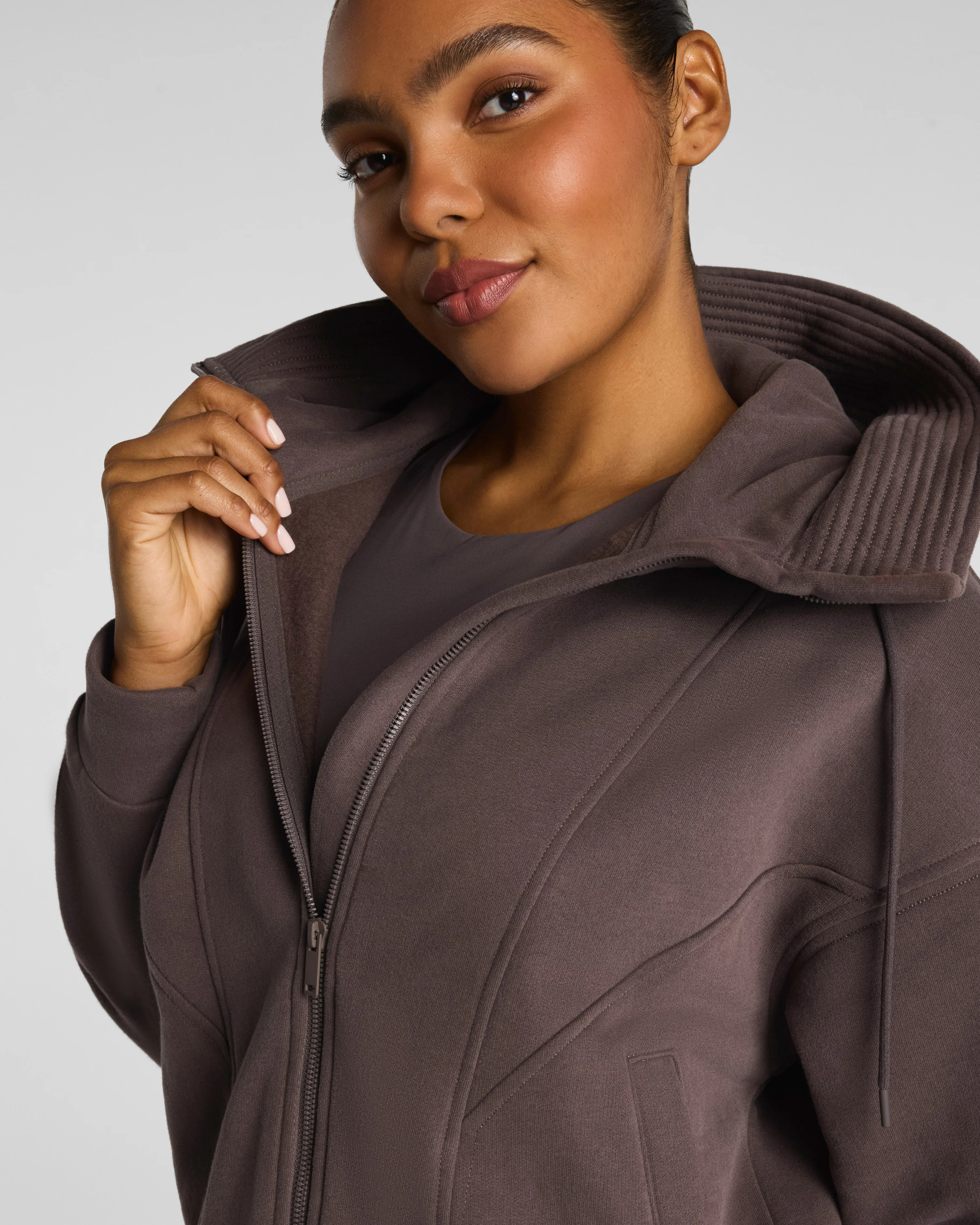 Cotton Fleece Full Zip Hoodie | Spanx