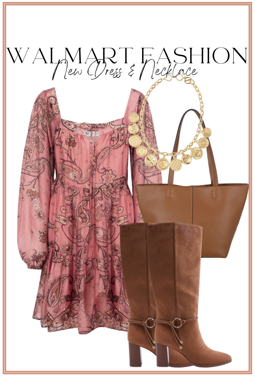 This new Walmart dress is GORGEOUS 🤎 The paisley print, square neckline and feminine silhouette make this one look so elevated! Styled it with tall brown boots, a classic tote and Walmart’s new gold statement necklace for the prettiest head-to-toe look. This is one of those Walmart fashion finds that looks like it came from somewhere so much more expensive! ✨

#walmartfashion #walmartfinds #walmartstyle #walmartnewarrivals #walmartdress #walmartoutfit #walmartfashionfinds #affordablefashion #paisleydress #dressoutfit #tallboots #statementnecklace #affordablestyle #womensfashion #outfitinspiration

#LTKootd #LTKPetite