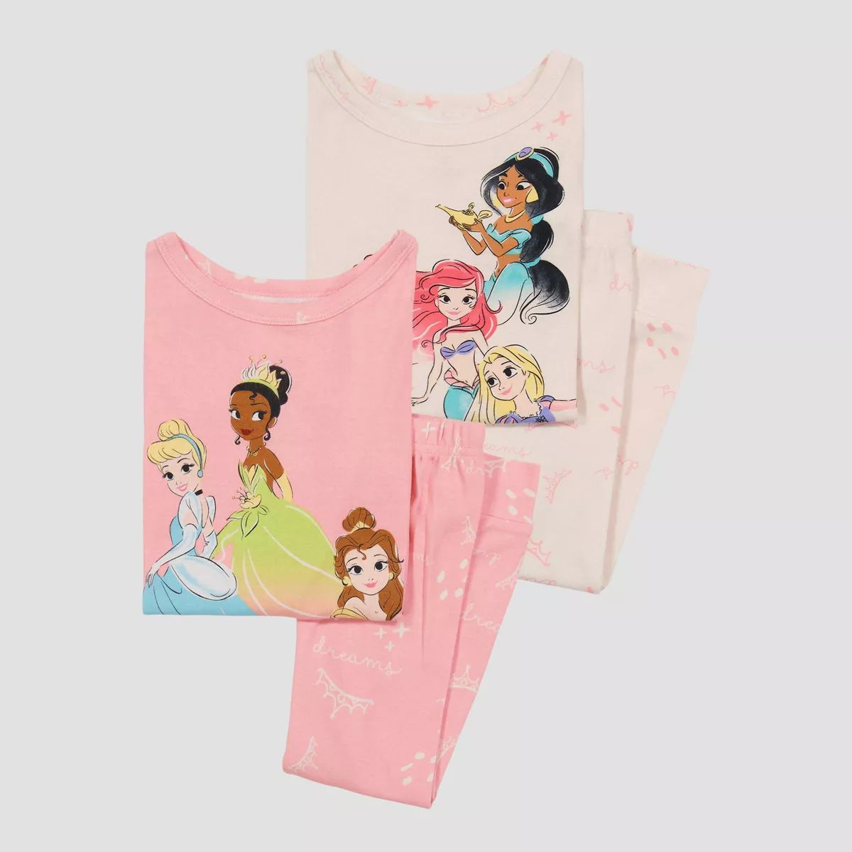 Toddler Girls' 4pc Disney Princess Snug Fit Pajama Set - Pink/Ivory | Target