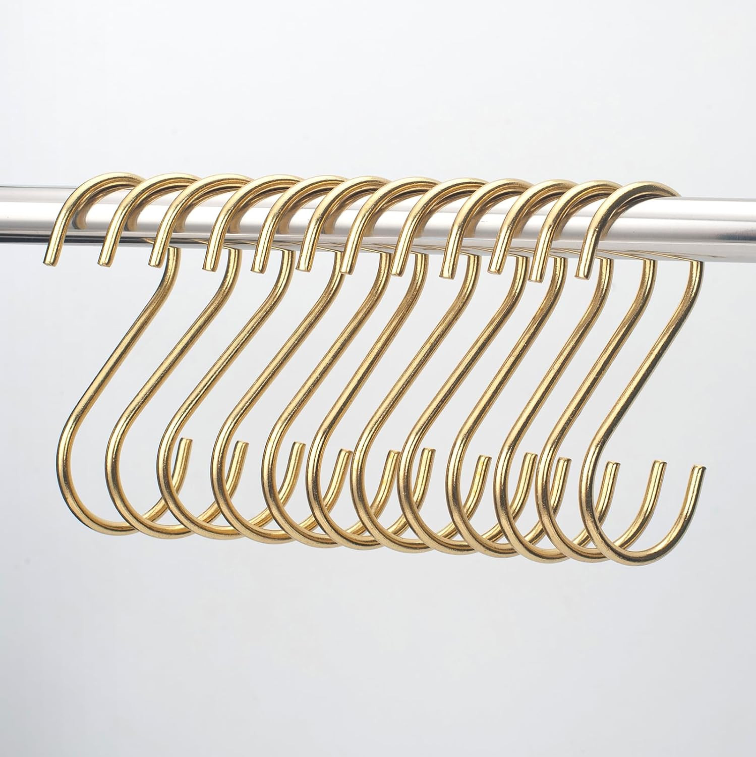 YANGQIHOME 12 Pieces, Brass S Shaped Hooks, Gold Coat Clothes Towel Hangers, Kitchen Pots Pans Coffee Cups Rack Hooks | Amazon (US)