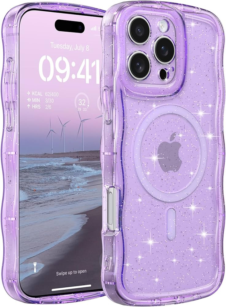 FABSPARK Case for iPhone 16 Pro Max,Compatible with MagSafe,Magnetic Clear Curly Wavy Frame Wave ... | Amazon (CA)