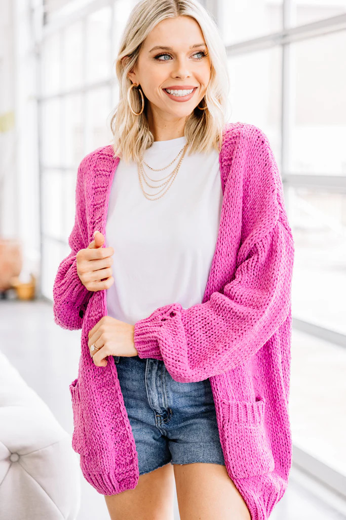 New Love Dark Pink Cardigan | The Mint Julep Boutique