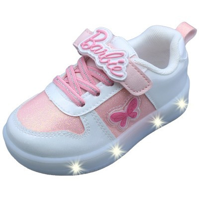 Barbie Toddler Girls' Light-Up Sneakers - Light Pink Butterfly, Size 10T | Target