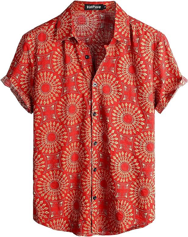 VATPAVE Mens Floral Hawaiian Shirts Short Sleeve Button Down Beach Shirts | Amazon (US)