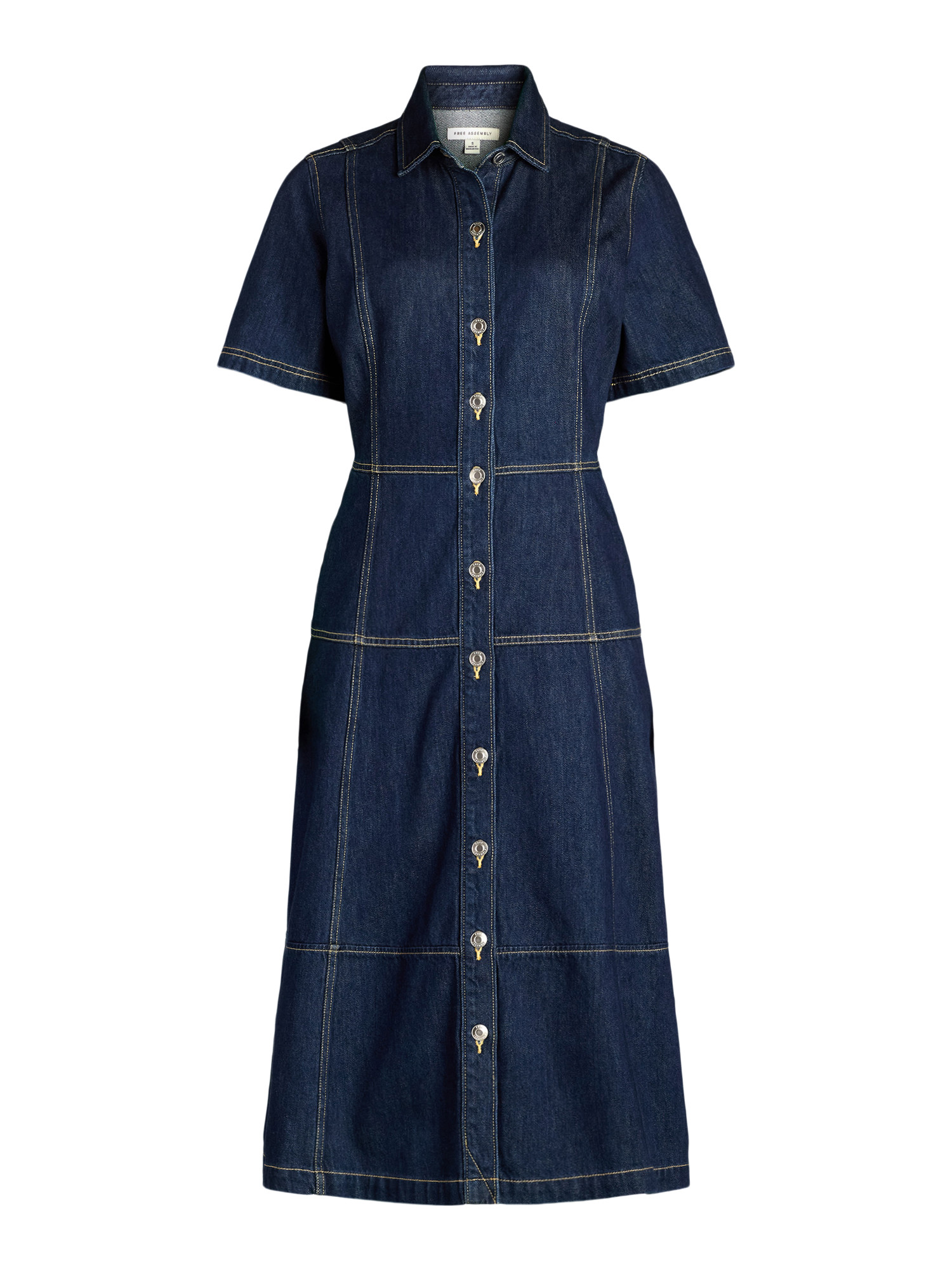 Free Assembly Women's Button Front Cotton Midi Dress with Short Sleeves, XS-XXL - Walmart.com | Walmart (US)