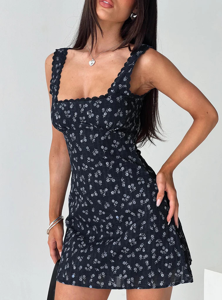 Dasha Mini Dress Navy Floral | Princess Polly US