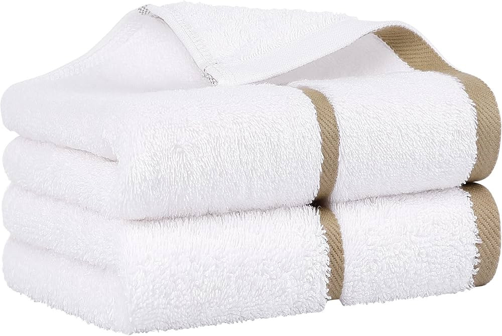 PiccoCasa Set of 2, 750 GSM Luxury White Hand Towels - Oversized 16x30 Inch Cotton Ring Spun Face... | Amazon (US)