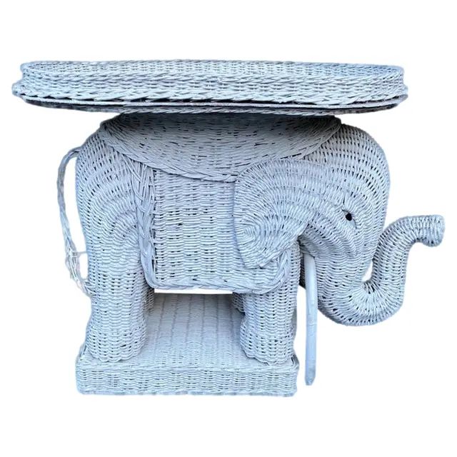 Wicker Elephant Garden Stool | Chairish