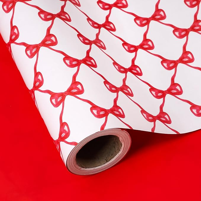 WRAPAHOLIC 30 Inch Jumbo Reversible Bow Wrapping Paper - 30 Inch x 33 Feet - Pretty Red Bow Wrapp... | Amazon (US)