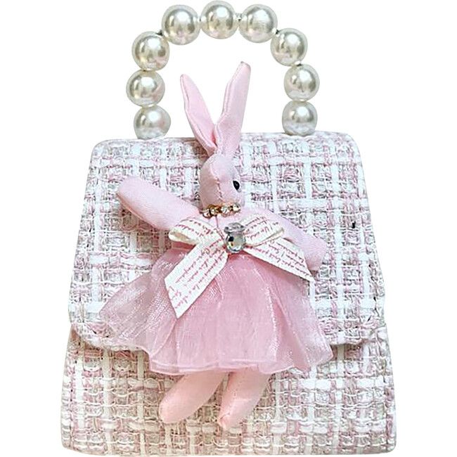 Bunny on Tweed Tea Party Purse, Pink | Maisonette