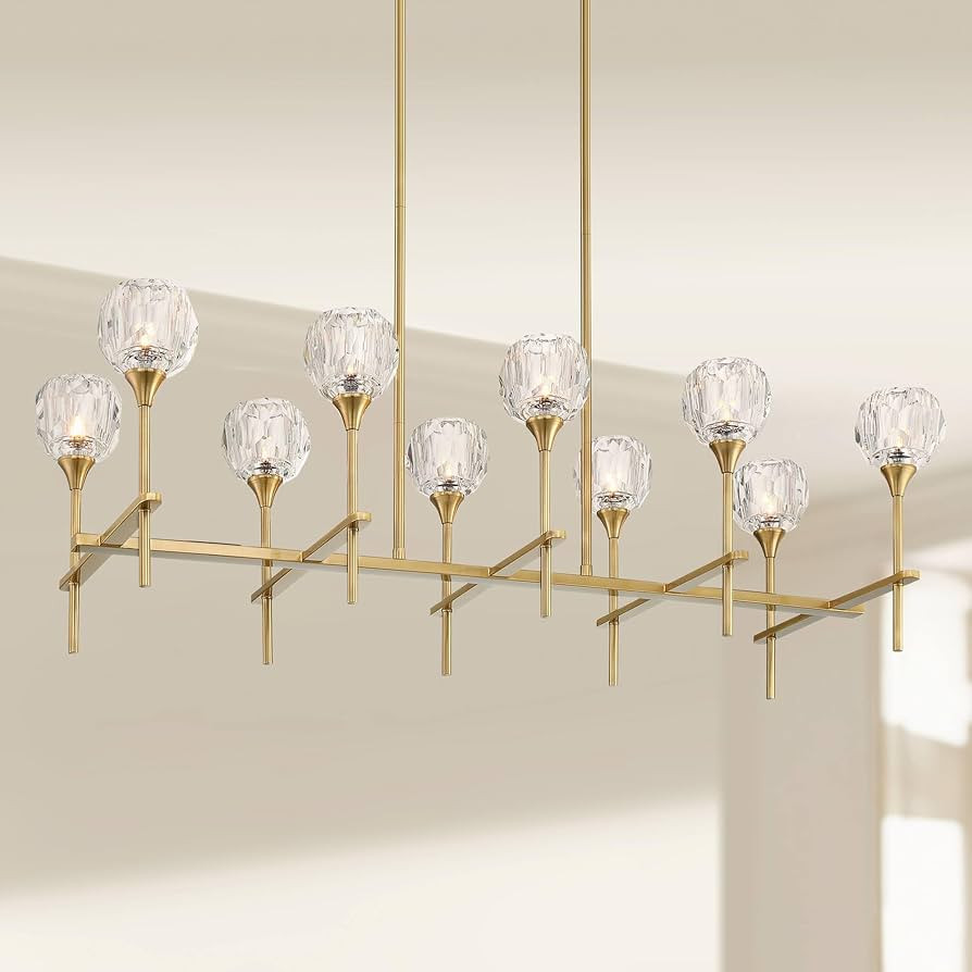 Possini Euro Design Francie Soft Gold Island Linear Pendant Chandelier 41 3/4" Wide Modern Clear ... | Amazon (US)