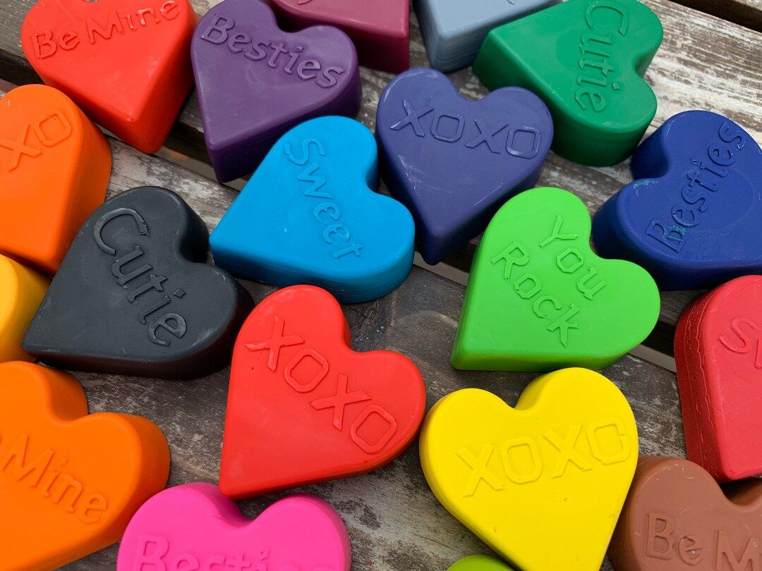 Conversation Heart Crayons Set of 20 Valentines Day Crayons Heart Party Favors Kids Valentines Cl... | Etsy (US)