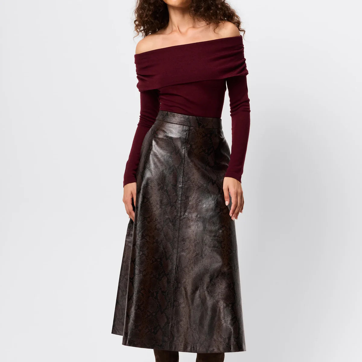 Lucent Midi Skirt - Mossman | Women's Snake Print Mesh Skirt | Mossman