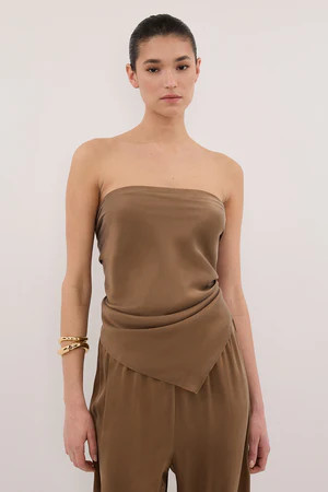 PERCY CHESTNUT SILK SCARF TOP | DISSH