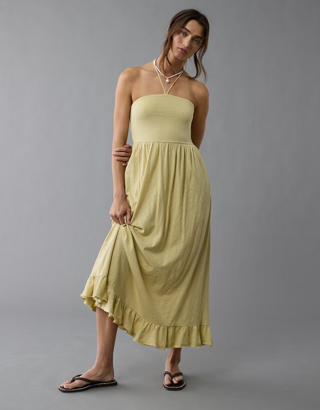 AE Sunchaser Knit Convertible Strap Midi Dress | American Eagle Outfitters (US & CA)