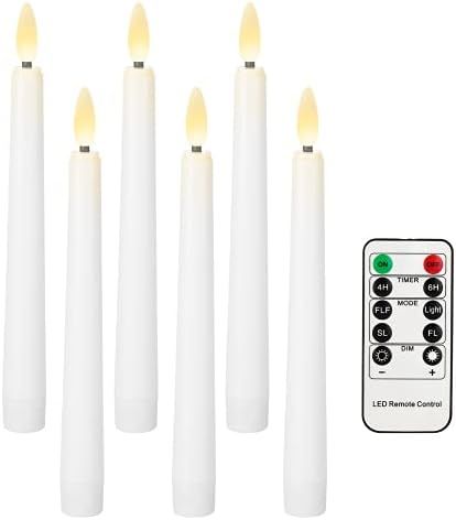 6 PCS LED Flamless Taper Candles with Timer, 8 Inch Battery Operated Flickering Window Candles Wa... | Amazon (US)