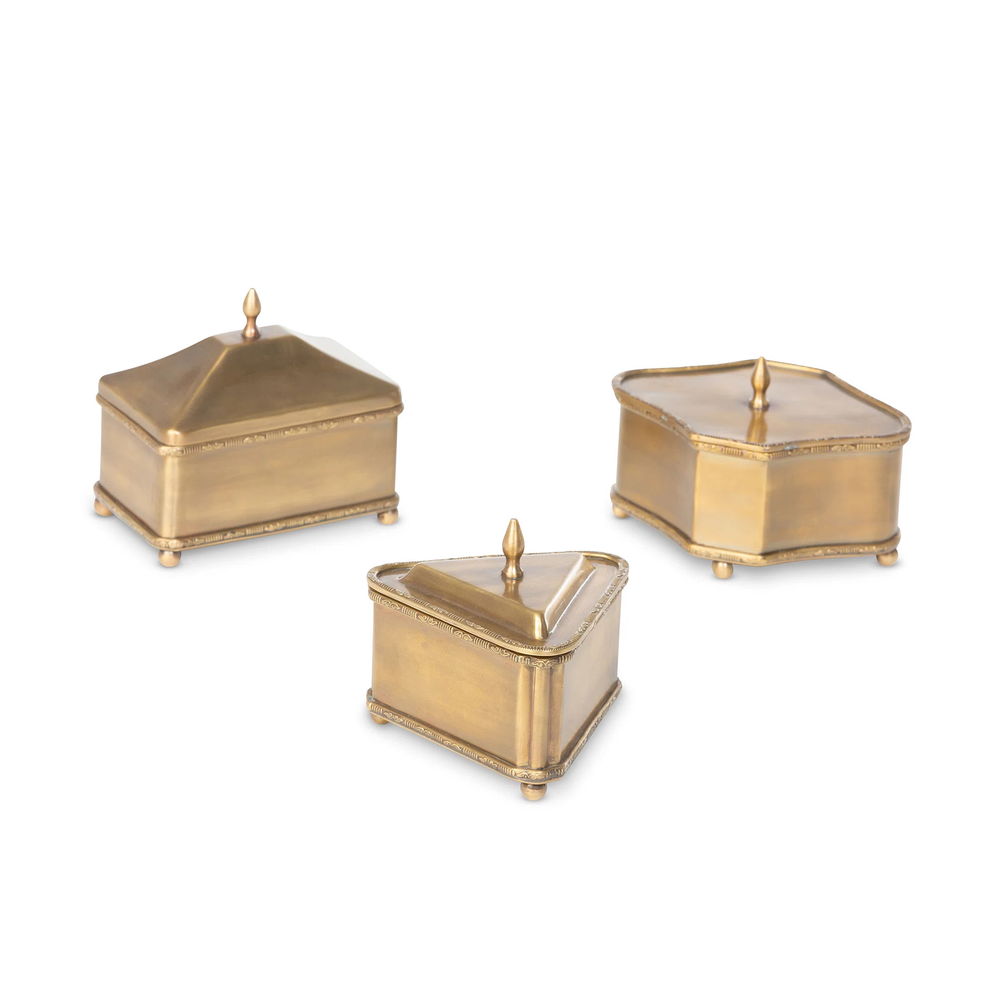 3 Piece Brass Decorative Box Set (Set of 3) | Wayfair North America