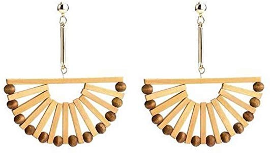 'THALIA' Gold and Bamboo Fan Earrings | Amazon (US)