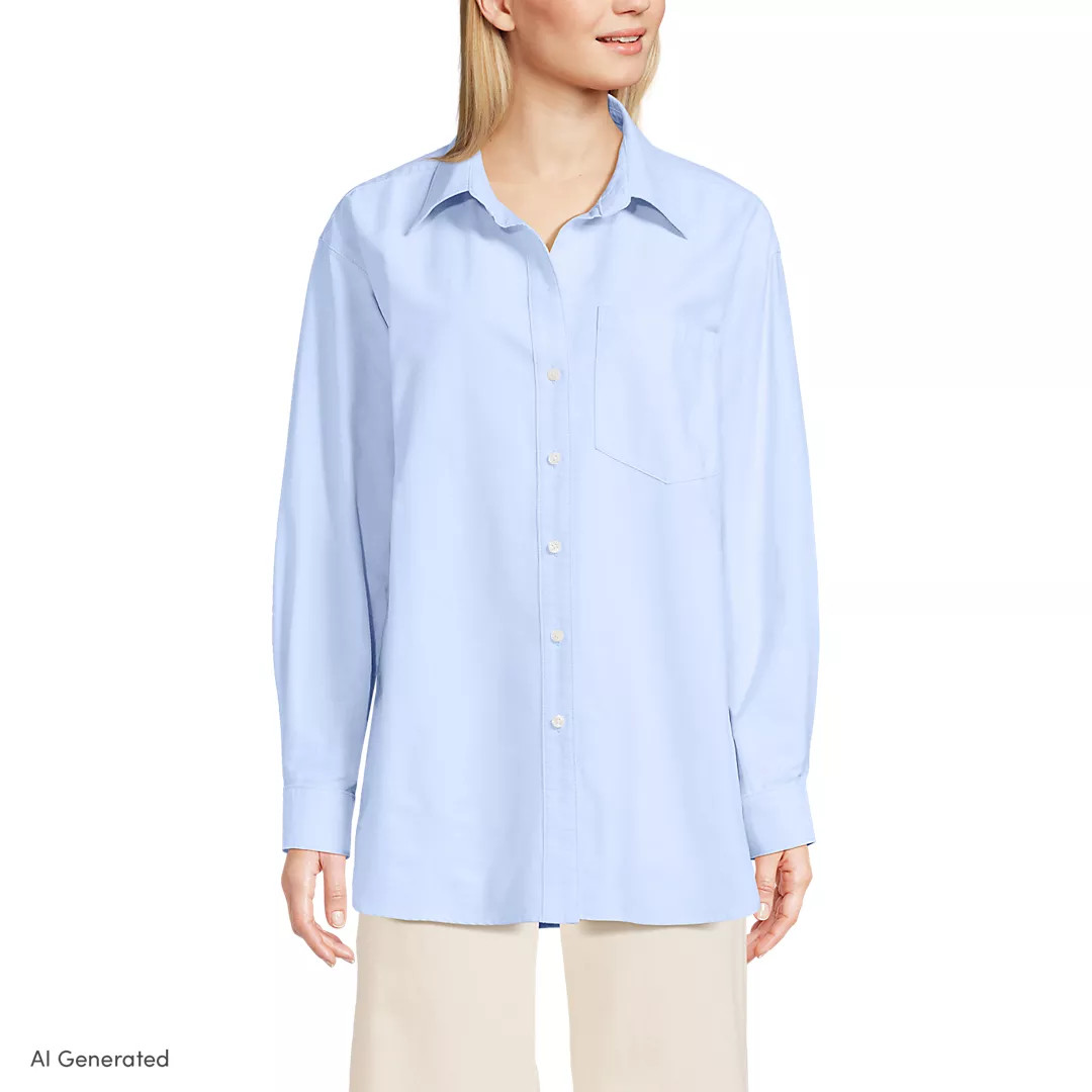 Women's Oversized Oxford Button Front Shirt | Lands' End (US)