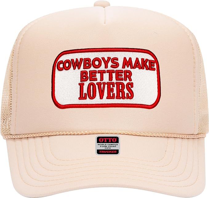 Cowboys Make Better Lovers Trucker Hat - Trendy Vintage Funny Cowboy Cowgirl Country Designer Cam... | Amazon (US)