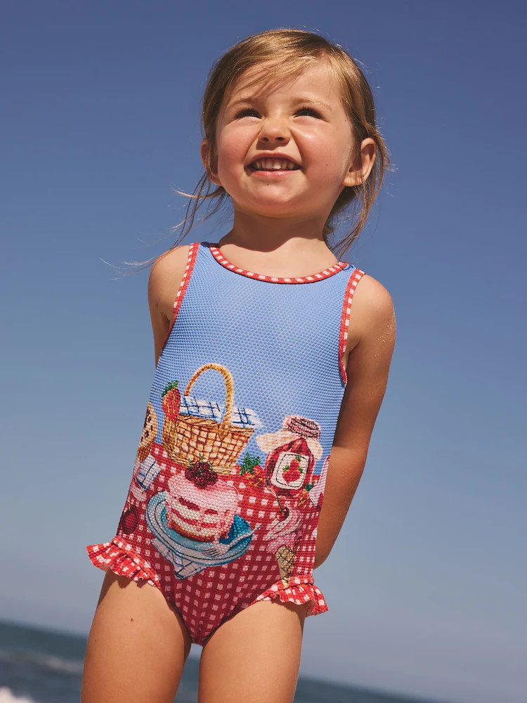 Red/Blue Gingham Picnic Frill Leg Swimsuit (3mths-10yrs) | Next US