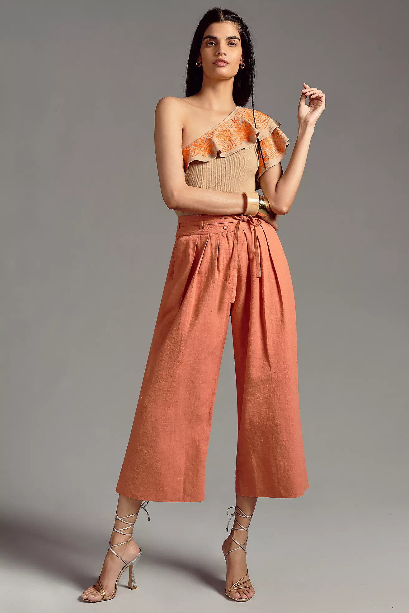 DOLAN Embroidered One-Shoulder Top | Anthropologie (US)