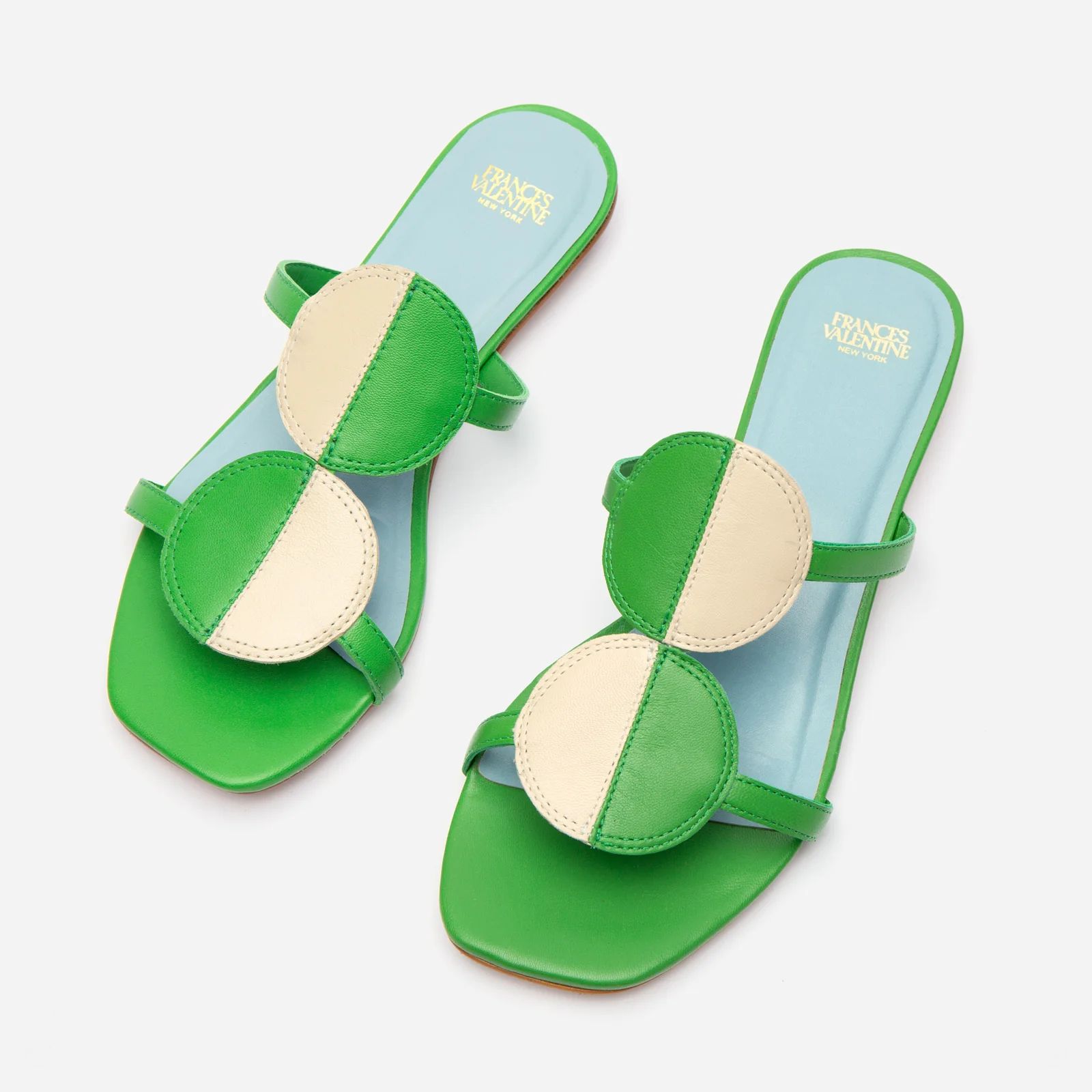 Double Circle Slide Colorblock Green Oyster | 