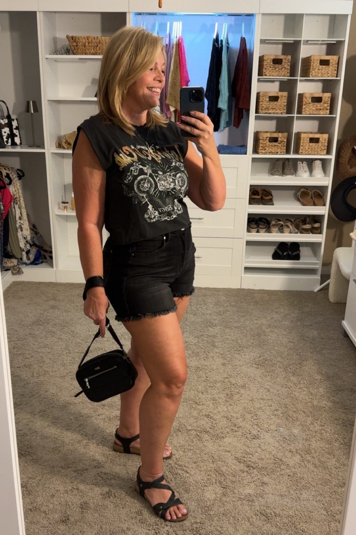 Here’s another cute summer outfit. Could be a concert outfit if you want to dress up the pants or the shorts with a pair of heels or wedges. 

#LTKItBag #LTKFindsUnder50 #LTKShoeCrush