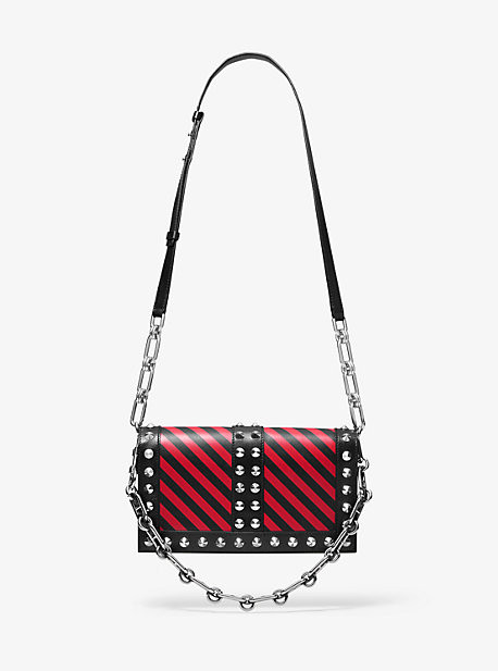 Courtney Studded Striped Leather Shoulder Bag | Michael Kors US