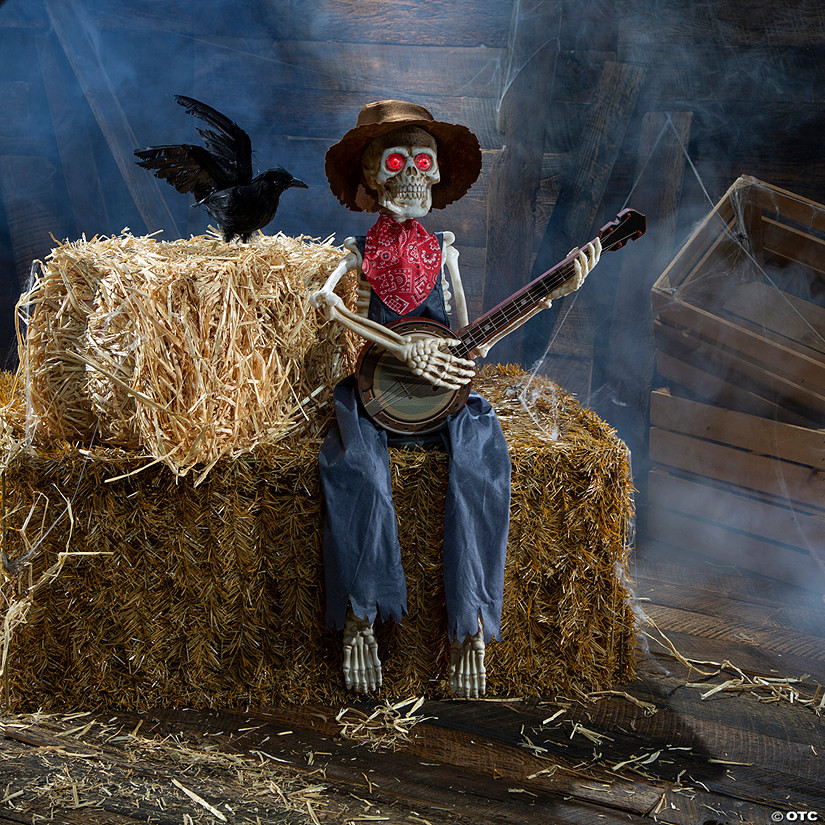 39" Skeleton Playing Banjo Animated Halloween Decoration | Oriental Trading Company