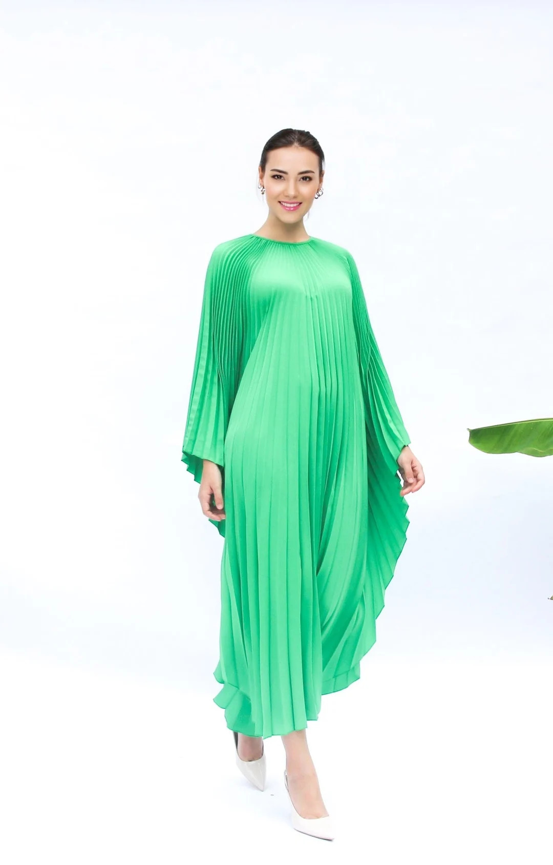 Pleated Kaftan Dress Classy, Green Caftan Pleated Fabric One Size Fit All Dress Gift for Her, Lux... | Etsy (US)