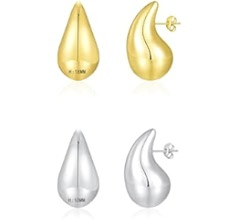 Apsvo Chunky Gold Hoop Earrings for Women, Dupes Earrings Lightweight Waterdrop Hollow Open Hoops... | Amazon (US)