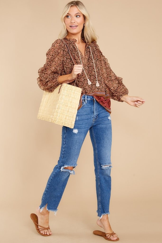 Run Another One Terracotta And Ivory Print Top | Red Dress 