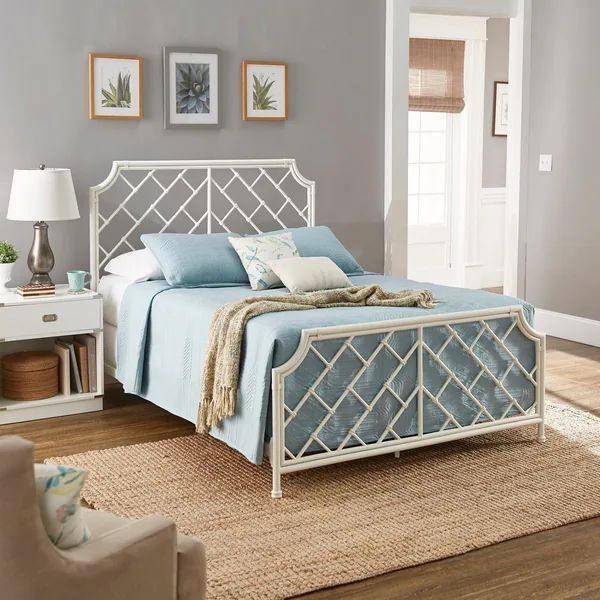 Nelle Geometric Mosaic White Metal Queen Bed by iNSPIRE Q Classic | Bed Bath & Beyond