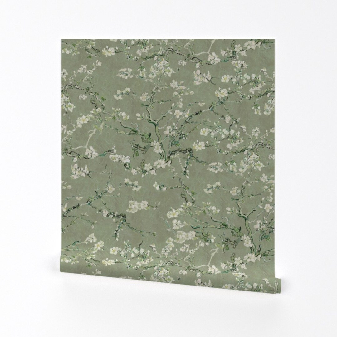 Van Gogh Floral Wallpaper Almond Blossom in Sage Green by - Etsy | Etsy (US)